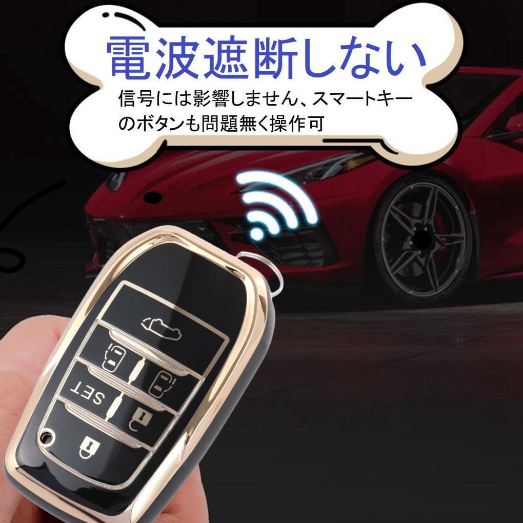 Alphard 30 Series Key Case Compatible with Toyota Vellfire 30 Series Key Cover Cute Smart Key Case Key Holder Panda Gold Black [HOYZE]