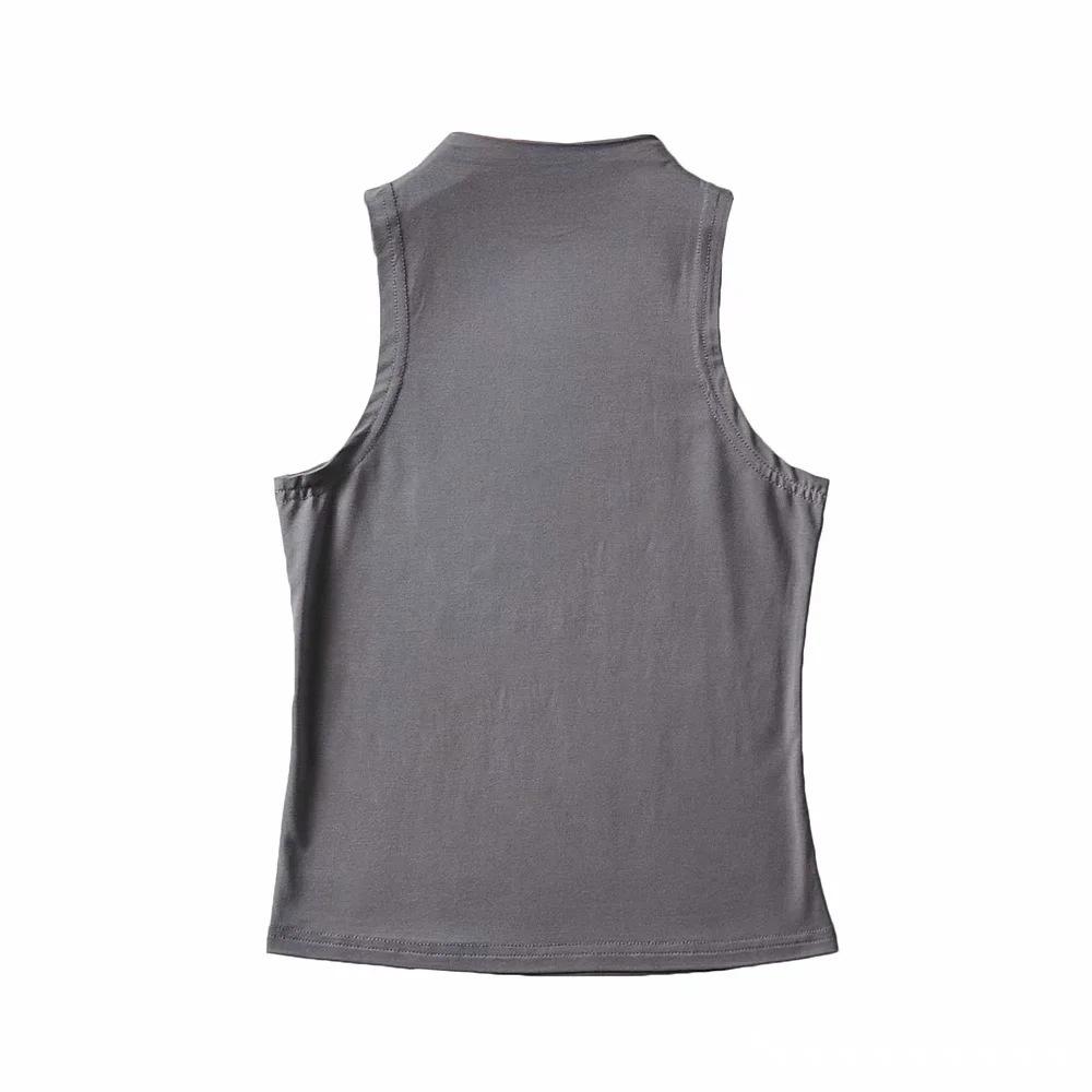 Women's Winter European & American Style Sleeveless Semi-High Neck Top