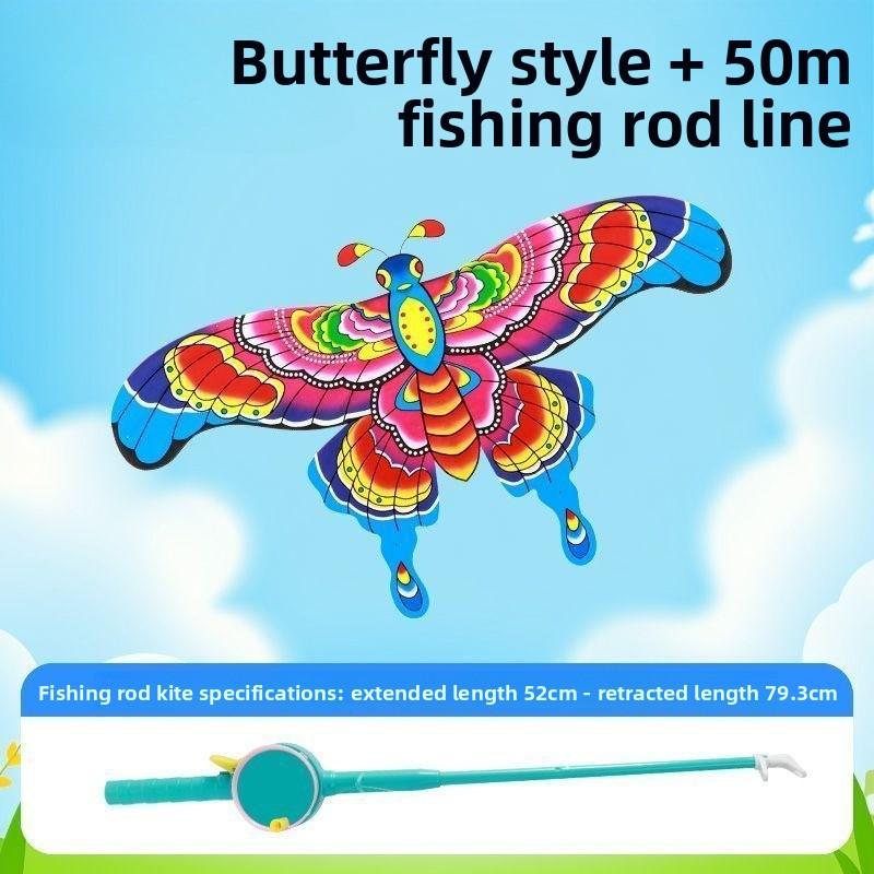 Fishing Rod Kite, Dynamic Mini Swallow and Butterfly Kite, Children Aged 3 To 6, Easy To Fly In A Light Breeze, Plastic Simulation Handheld Kite