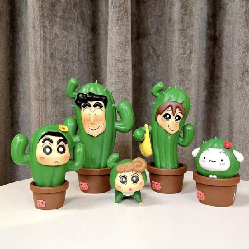 Crayon Shin Chan Family Action Figure Cosplay Cactus Anime Collectible Model Toy
