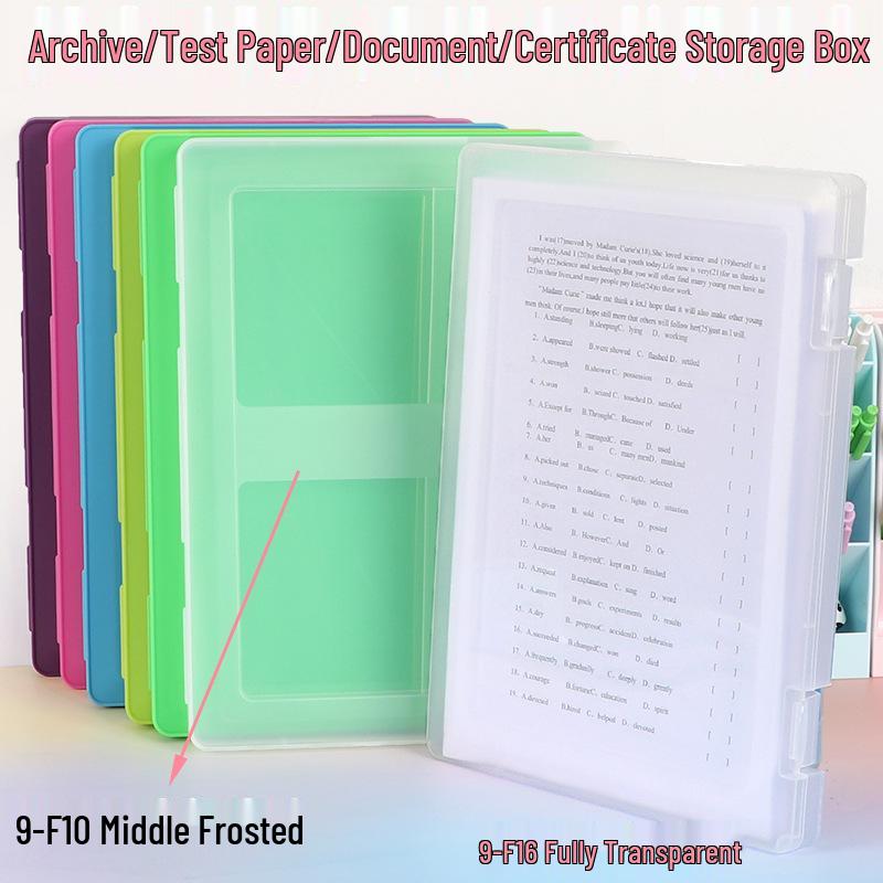 Large Capacity A4 File Box with Pen Slot & Clipboard for A5 Paper Storage