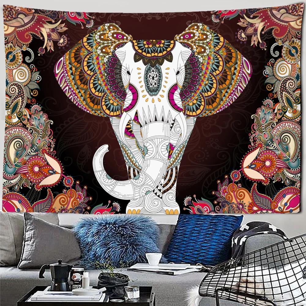 India Mandala Tapestry Elephant Buddha Aesthetic Wall Hanging Print Boho Decor Vintage Ation Psychedelic Home  Room