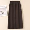 Women's Autumn/Winter Fleece-Lined or Regular Midi Skirt Sweatshirt Dress, Plus Size, Elastic Waist with Drawstring