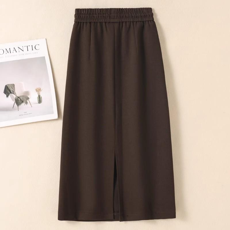 Women's Autumn/Winter Fleece-Lined or Regular Midi Skirt Sweatshirt Dress, Plus Size, Elastic Waist with Drawstring