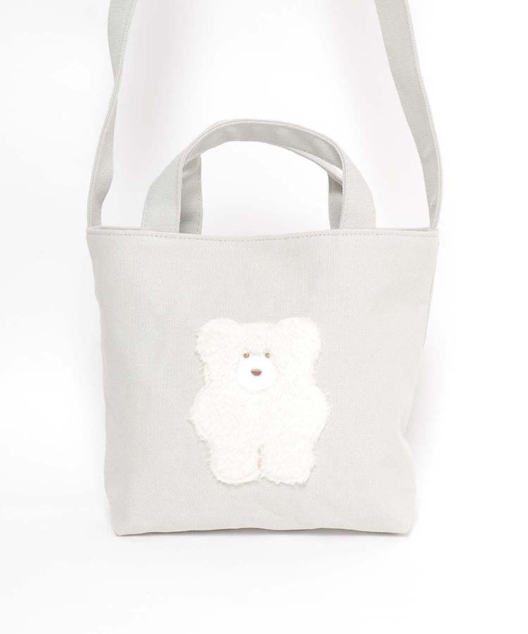 Fluffy mini tote bag with shoulder strap [cream]