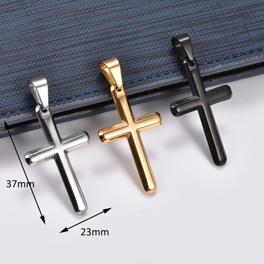 Classic Stainless Steel Cross Pendant Necklace for Women Men Basic Religious Faith Prayer Charms Chain Amulet Metal Jewelry Gift