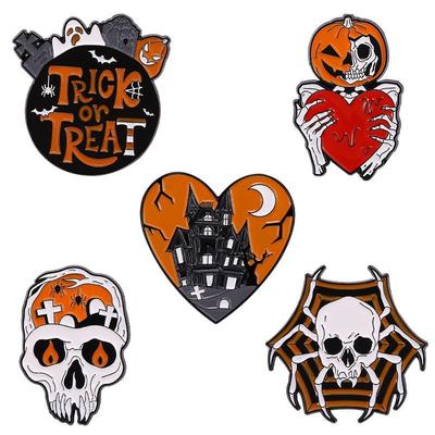 Halloween Enamel Pins Punk Ghost Skull Spider Brooch Backpack Brooch Badge Party Clothing Accessories Gift