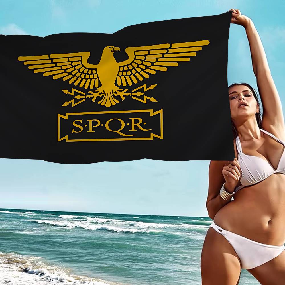 Roman SPQR Printed Microfiber Printed Beach Towel Mountain Climbing Yoga Beach Swimming Running Absorbent Soft Towel