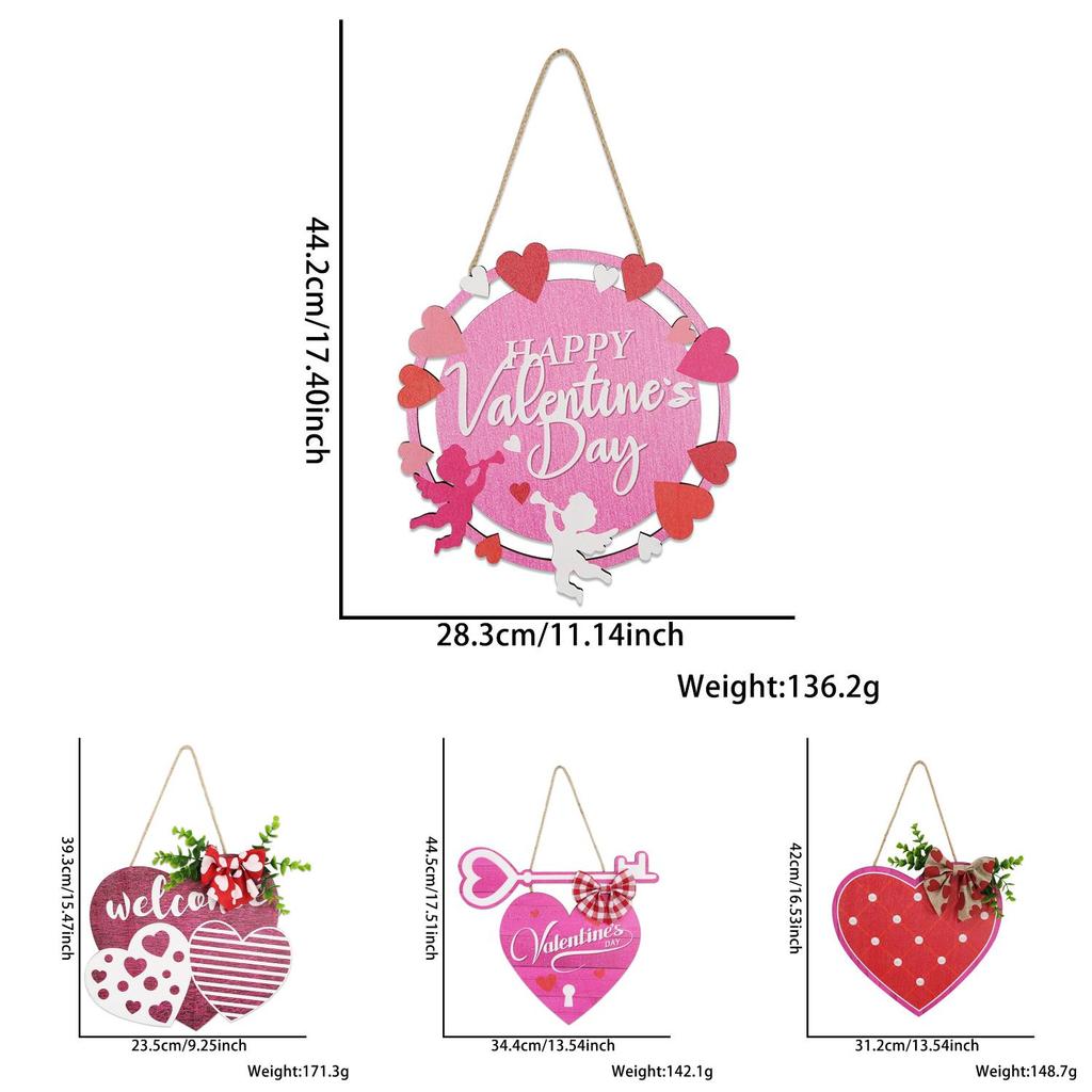 Charmantes Valentinstags-Willkommensschild aus Holz in Herzform mit entzückender Schleife zur Heimdekoration