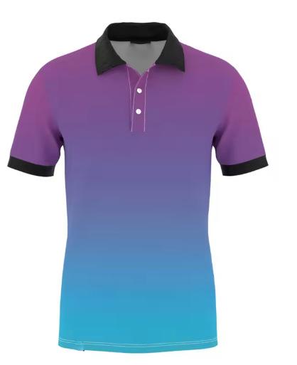 3D gradual change printed polo shirt men s summer new Harajuku polo shirt with personality short-sleeved sports casual polo shirt S