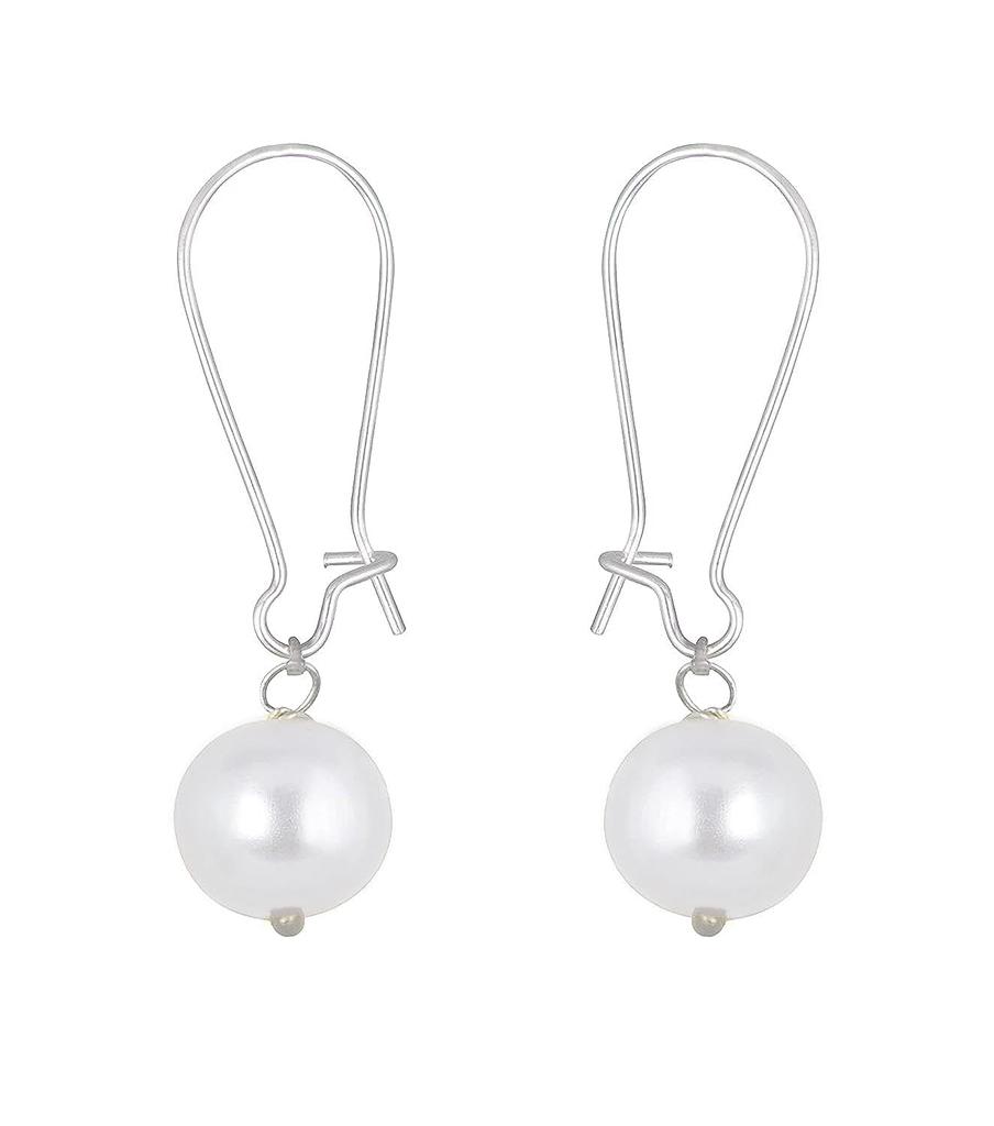 Klassisch-stilvolles, trendiges, versilbertes Designer-Anhänger-Set mit japanischen Perlen, Tropfenohrringen und Kette für Damen und Mädchen, Büro- und Freizeitkleidung