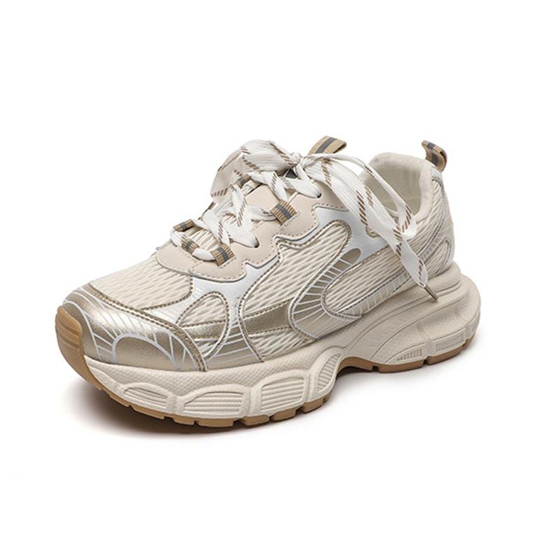 2025 Spring and Autumn New Lightweight Casual Sports Shoes Versatile Women's Thick-soled Mesh Breathable Soft-soled Sports Shoes