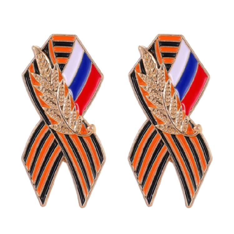 2pcs Russian Inspired Alloy Brooch Unique Craftsmanship Badge Pin Secure Closure Versatile Wardrobe Staple Accessory 1