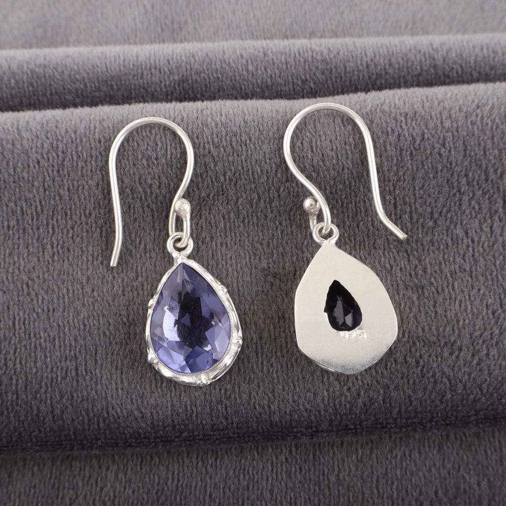 Iolite Earrings Gemstone Jewelry, 925 Solid Sterling Silver Earrings, Handmade Jewelry Birthstone Earrings, Gift For Her