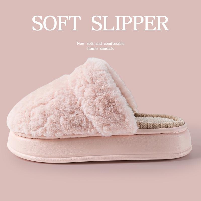 Förtjockade plyschtofflor i bomull Vinter par hem inomhus tjocksulade plyschtofflor Halkfria plysch varma skor