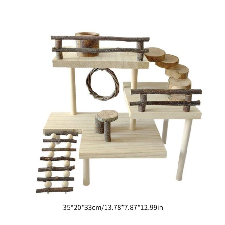 Wooden Hamster Toy Platform Cage Toy Accessories for Other Small Animals