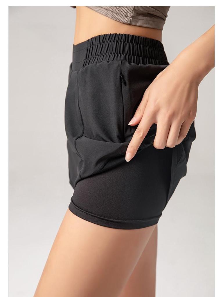 Women's Quick-Dry Sports Shorts - Anti-Exposure, Two-Piece Look, Breathable, Yoga/Running Fitness Shorts for Summer