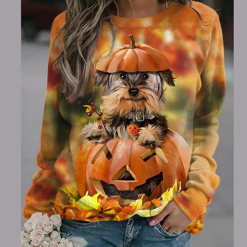 Frauen Herbst Tops Lose Katze EINE Schöne Katze Drucken Kausalen Langarm T-shirt Top Bluse