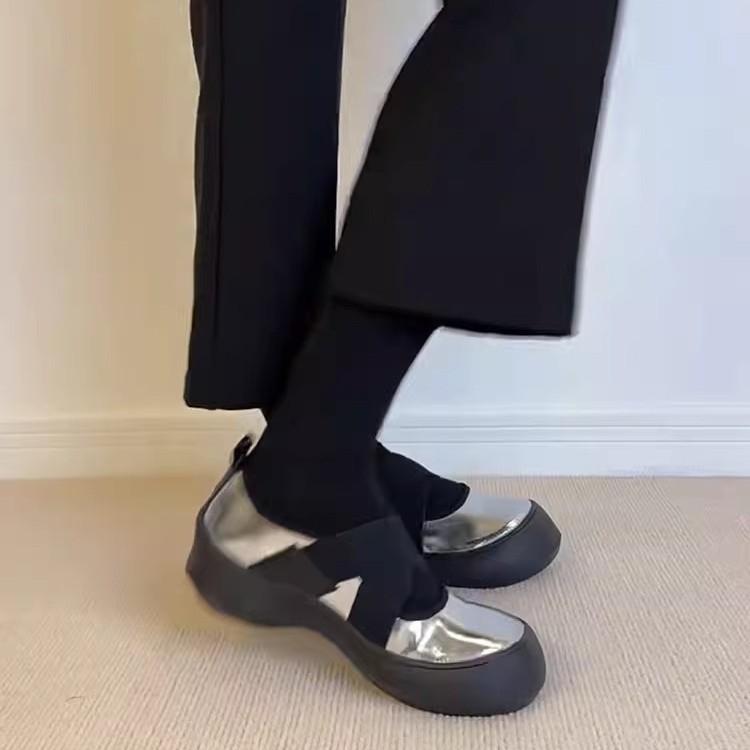 Soft Leather Version~ Silent Platform Sports Style Loafers Women's 2025 New Cross-elastic Mary Jane Shoes Single Shoes
