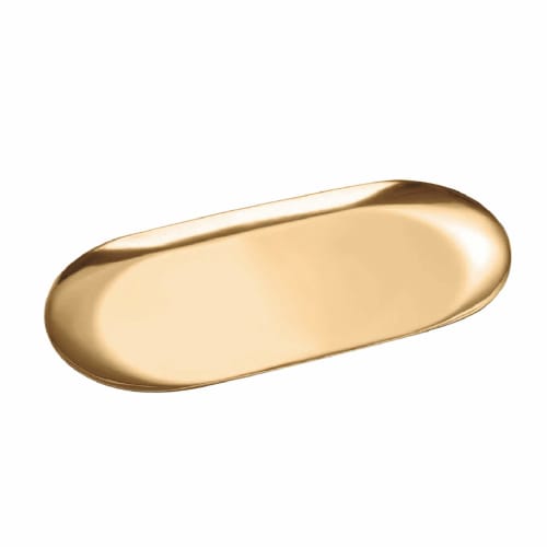 ColorfylCoco Stainless Steel Cash Tray, Coin Tray, Checkout Plate, Towel Holder, Change Tray, Oval (18cm Wide), Gold