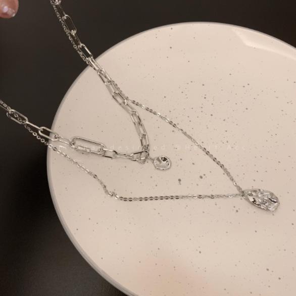 Women's Double Layered Chain Pendant Necklace - Hip Hop Style, Cool Design, High-End Accessory
