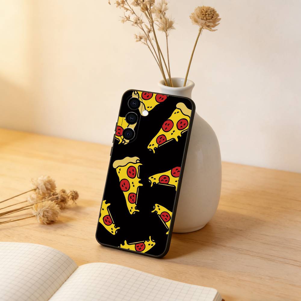pizza Phone Case For Samsung Galaxy A73,A72,A71,A70,A53,A52,A51,Soft Silicone Black Cover
