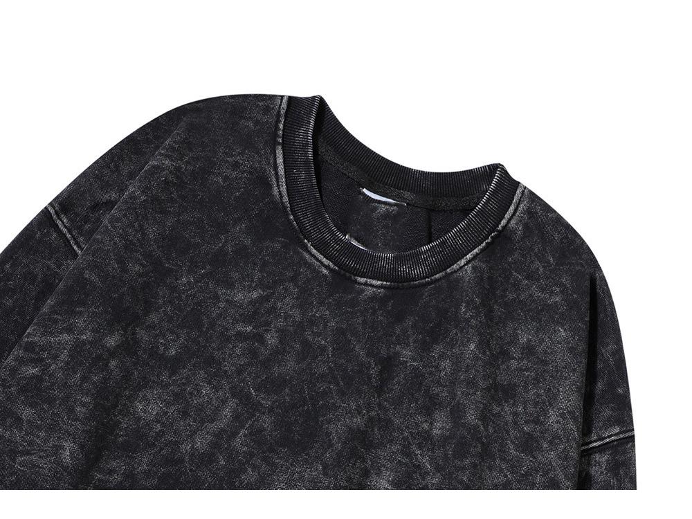 High Street Retro Distressed Oversized Sweatshirt for Men - European & American Trend, Loose Long Sleeve Top