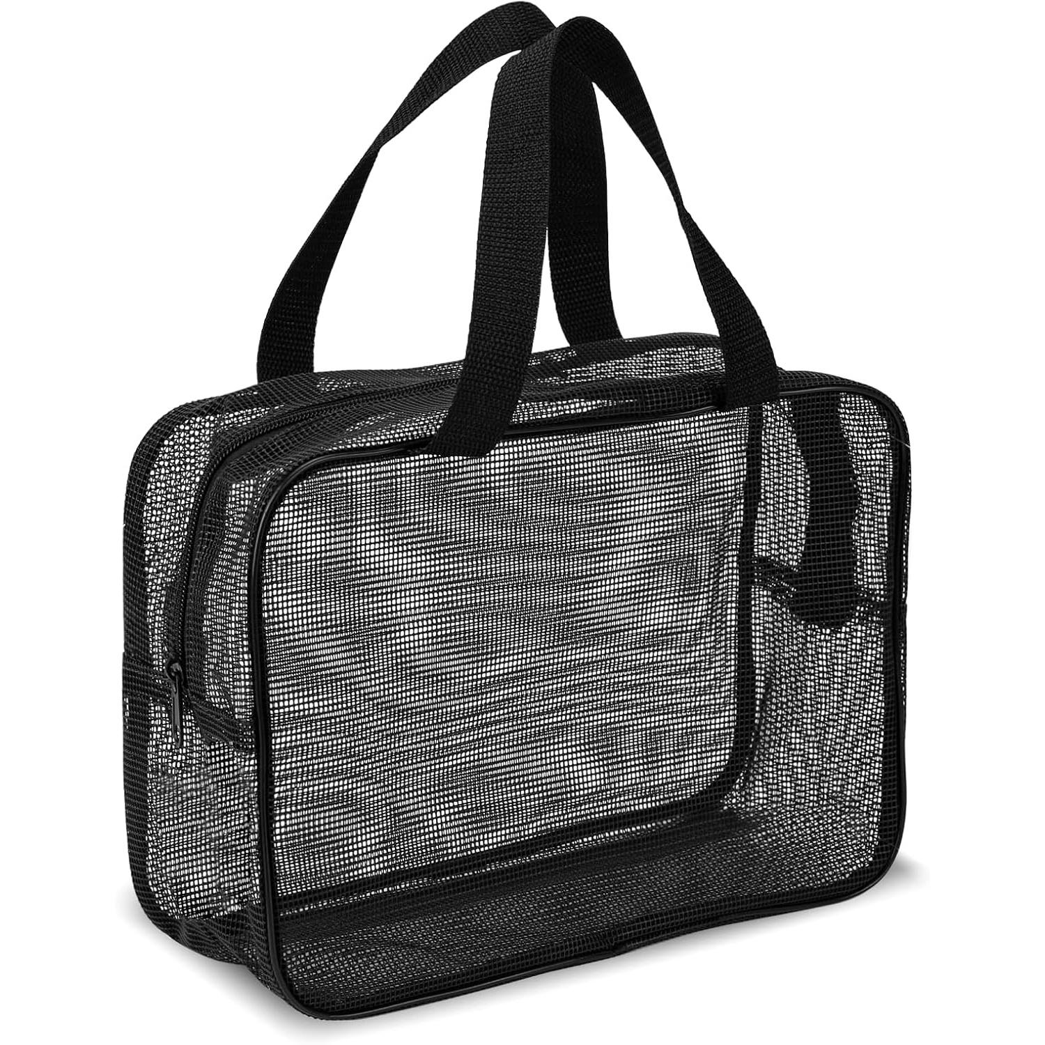 

Portable Large Capacity Mesh Shower Bag Multifunctional Toiletry & Cosmetic Storage Caddy Tote for Travel & Bathroom чёрный