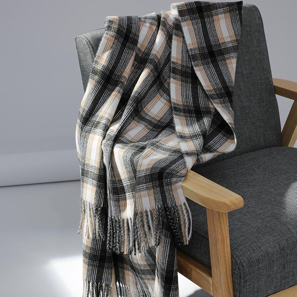 Autumn Winter Warm Shawl Unisex Imitation Cashmere British Style Plaid Tassel Scarf Cape