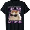 I Survived Today's Tummy Ache Silly Cat Meme Funny Cats Men Women Kids T-Shirt