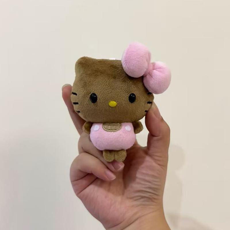 Cartoon Plush Cat Bag Charm With Bow Pendant Backpack Hanging Charms Cute Doll Keyring Accessories Birthday Gift Toys