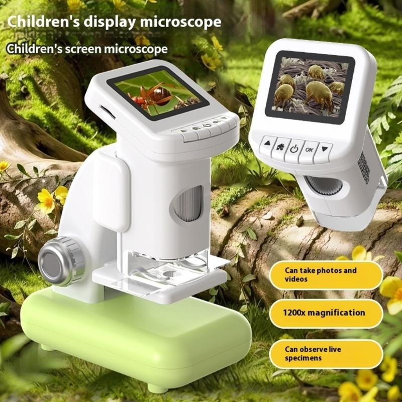 Kids Adjustable Stand Digital Microscope With LCD Screen Built In Light Source Memory Card Slot For Outdoor Indoor Use