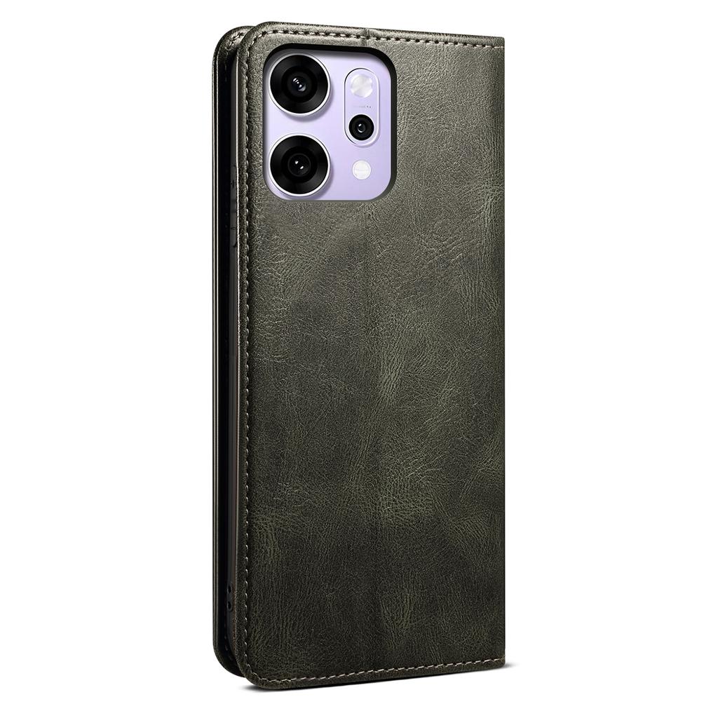 Pro Oppo Reno14 Pro 5G (Globální) Pouzdro Textura Crazy Horse Voskovaná Kůže Peněženka Stojánek Kryt na Telefon