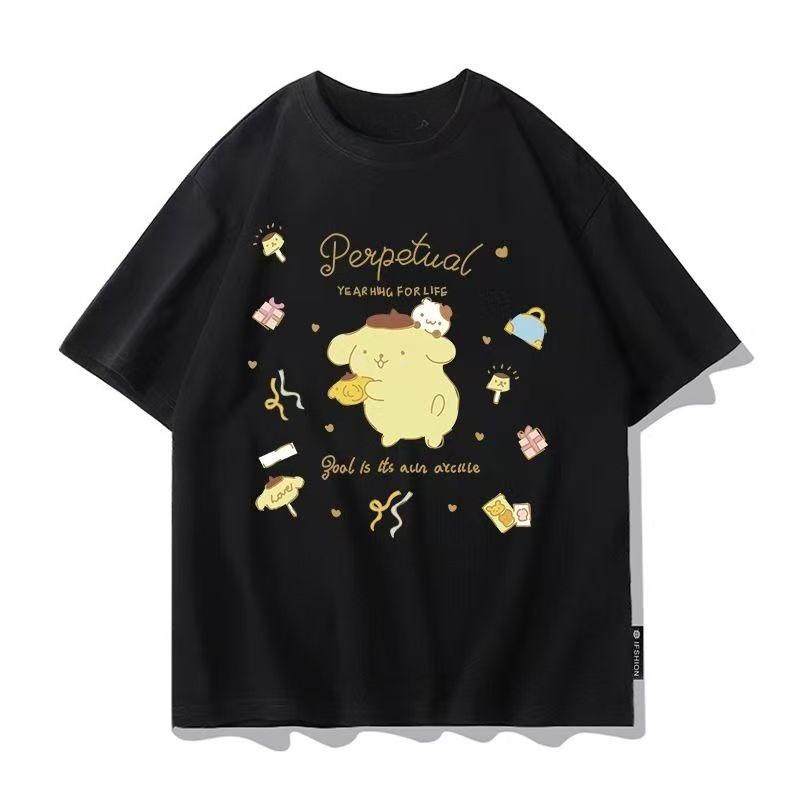 

2026 Summer New Design Sanrio Cartoon Print Pure Cotton LooseFitting Breathable Womens ShortSleeved Tshirt S