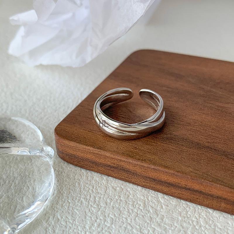 S925 Sterling Silver Crossover Wrap Ring – Trendy High-End Women's Hip Hop Punk Style