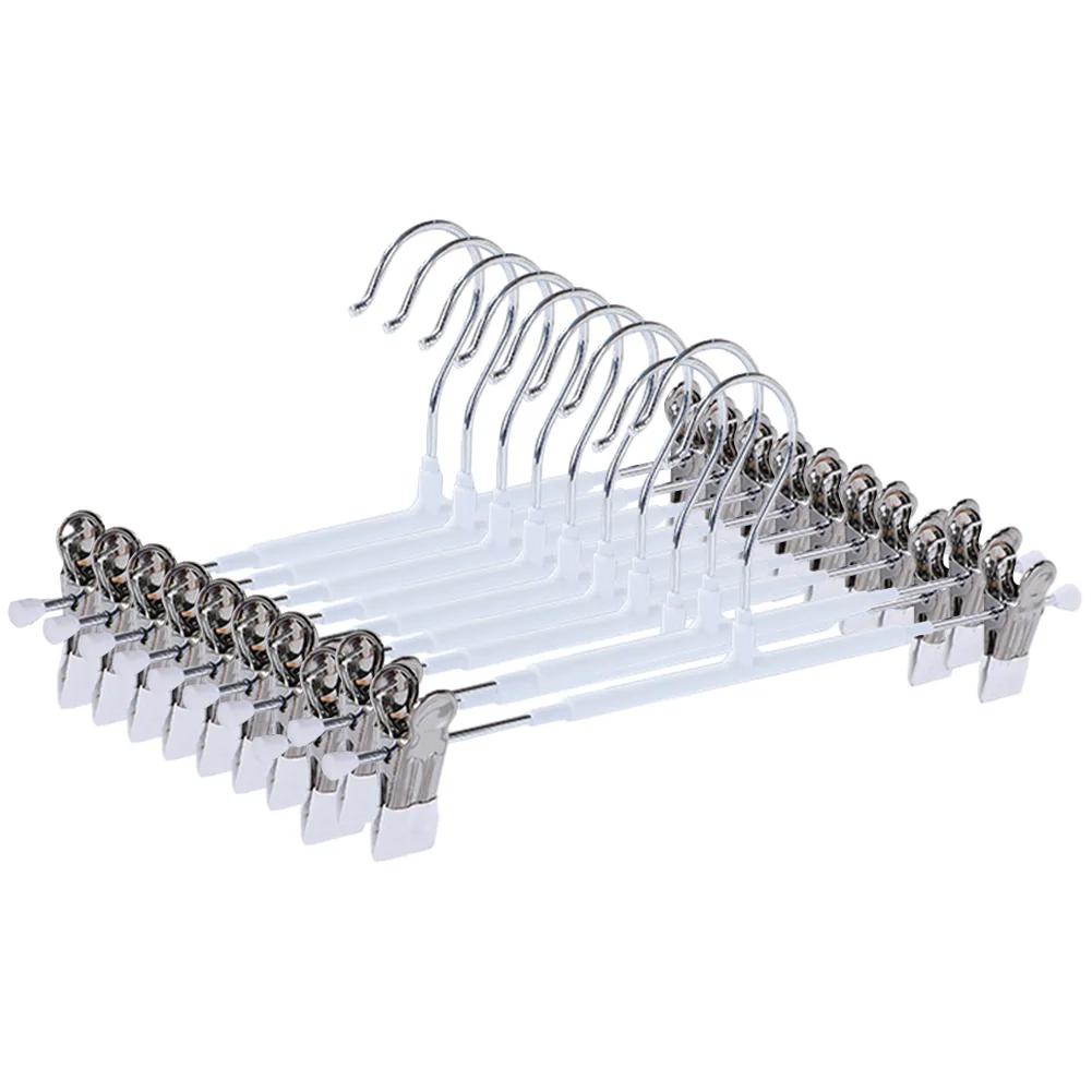 10PCS Metal Trouser Hanger with Adjustable Clip Shorts Hangers Non Slip Saving Space for Hanging Trousers/Socks/Skirts/Coats