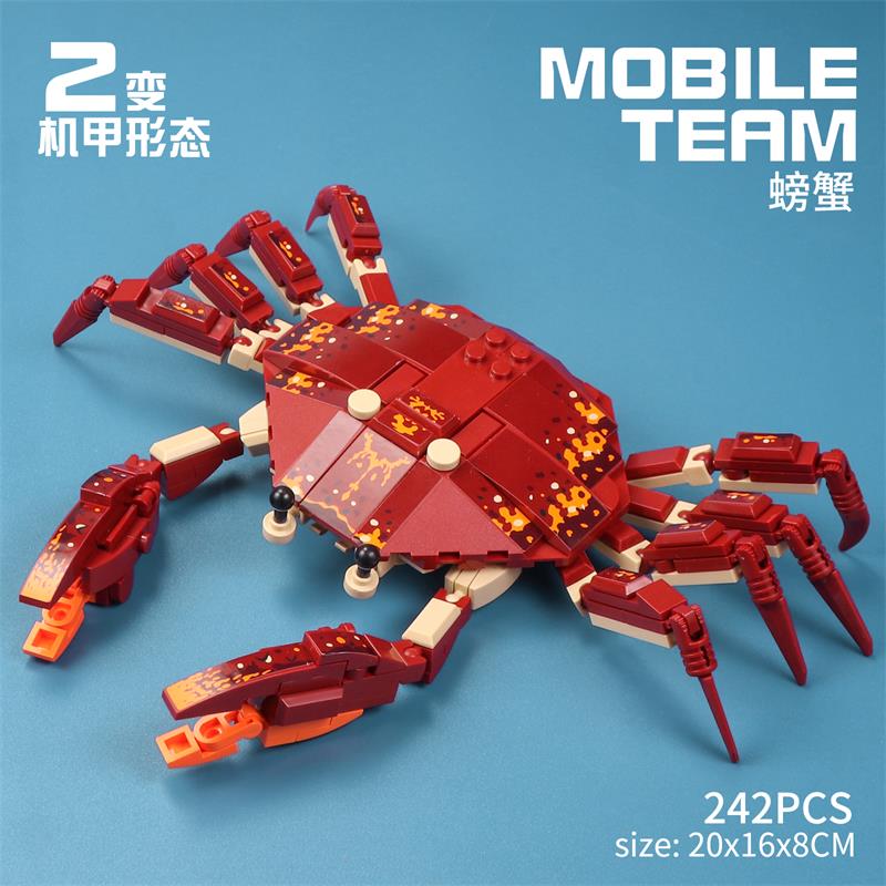 Non-Toxic Ocean Animals Building Block Diy Creative Assembly Crab Small Particle Toy Shark Lobster Robot Deformation For Kids Adults Gift