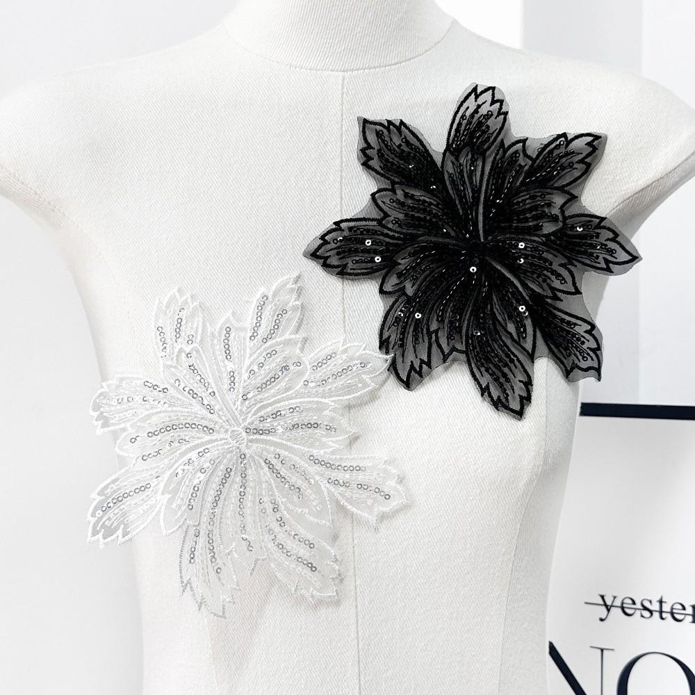 Beaded Organza Clothing Fabric Patches Colorful Flower Embroidery Patch Dress