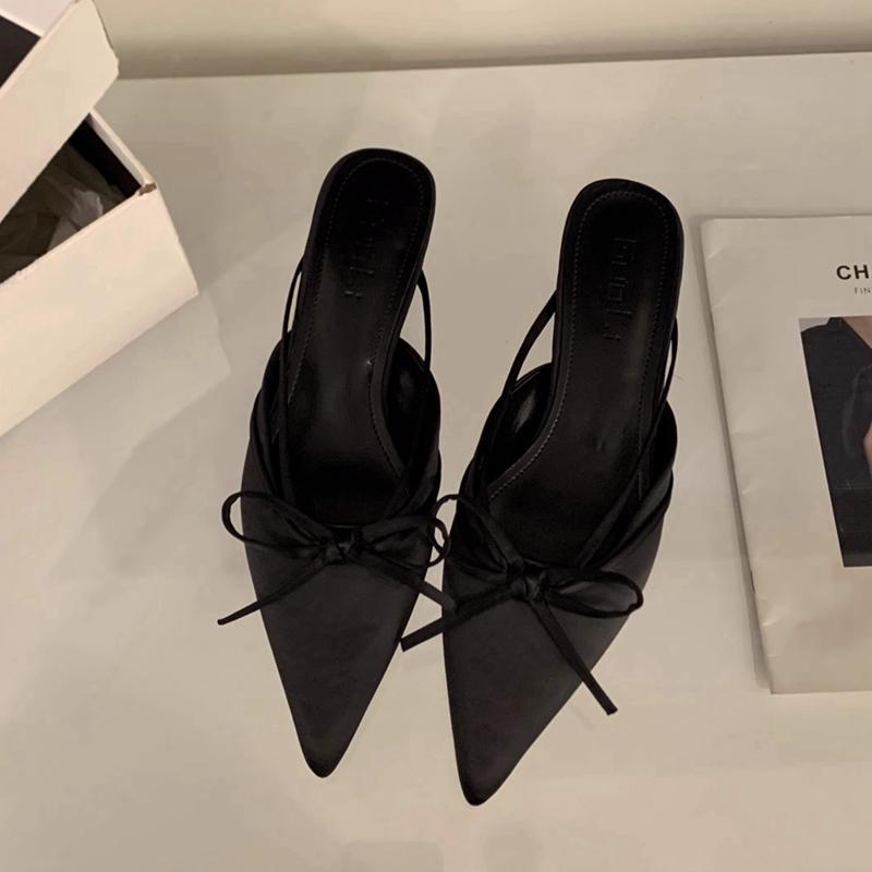 Fashion SUOJIALUN 2025 Spring New Brand Women Mules Shoes Fashion Square Low Heel Outdoor Dress Slides Pointed Toe Slip On Mules Shoes