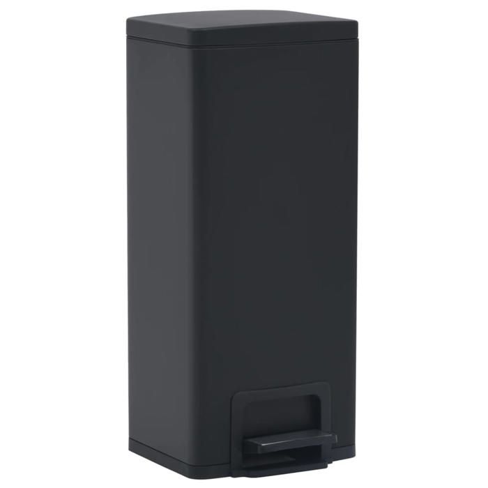 VidaXL Poubelle à pédale anti-empreinte 30 L Noir Acier inoxydable 149573