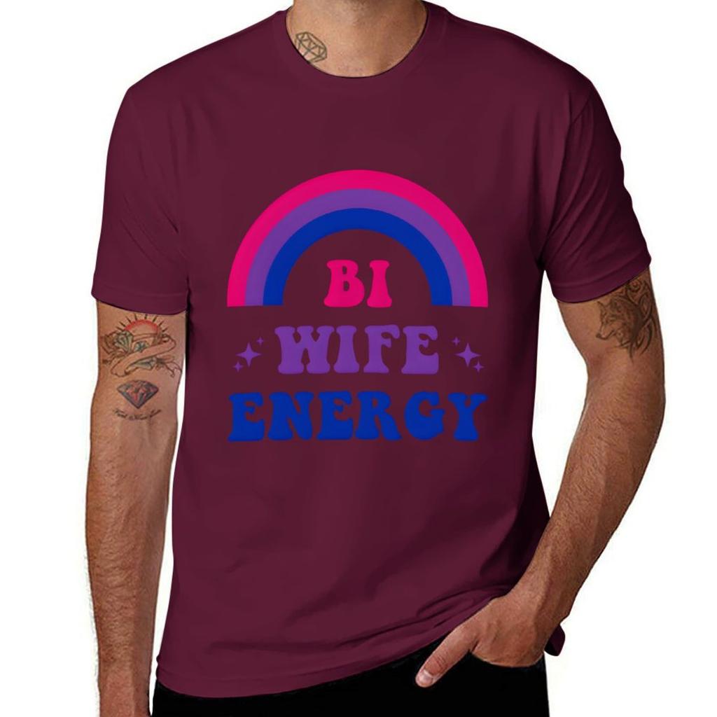 Bi Wife Energy Duma Biseksualna Flaga Biseksualna Wsparcie LGBTQ T-shirt grafika moda koreańska męskie białe t-shirty
