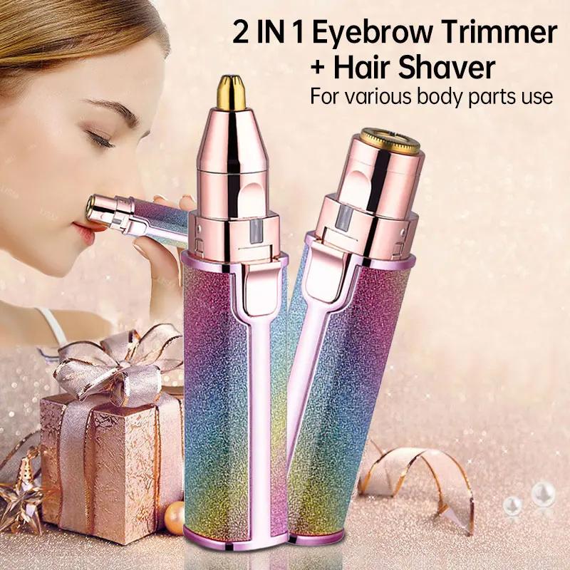 Electric Usb Rechargeable Eyebrow Trimmer Razor 2 in 1 Hair Remover Facial Lipstick Pen Shaver For Women Epilator