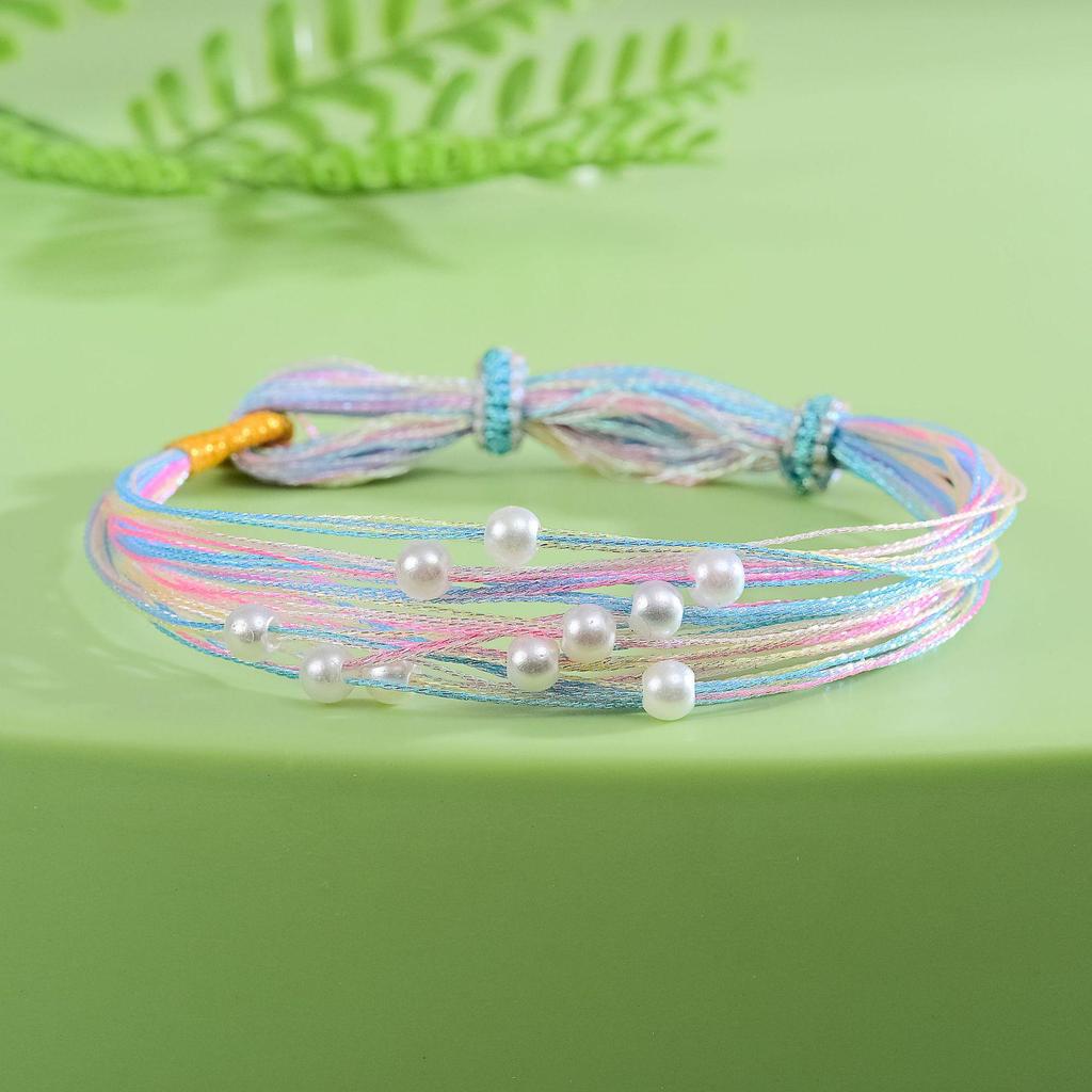 Dragon Boat Festival Five-Color Pearl Knot Bracelet - Hand-Woven Silk Longevity Gift
