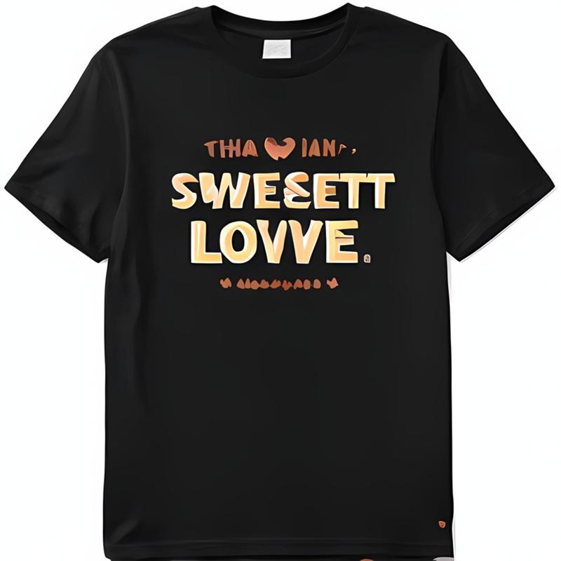

Stylish Black T Shirt With Tha Sweetst Love In Orange And Gold Bold 5XL різнокольоровий
