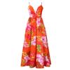 Spring and Summer Fashion Temperament V-neck Suspender Printed Beach Long Skirt Sexy Fashion Casual Women's Dress
