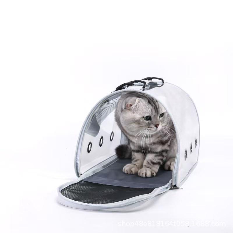Transparent Outdoor Cat Carrier Backpack - Breathable, Panoramic View, Portable, Handheld & Shoulder Bag.