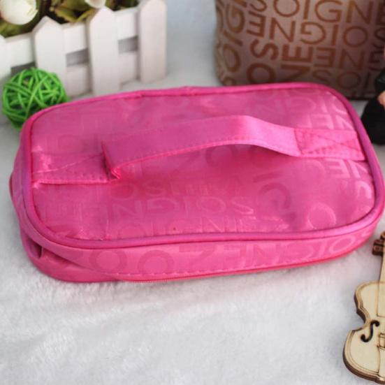 Cosmetic Bag High Capacity Portable Dust-proof Travel Women Lettered Make-up Bag with Hand Strap for Daily Use