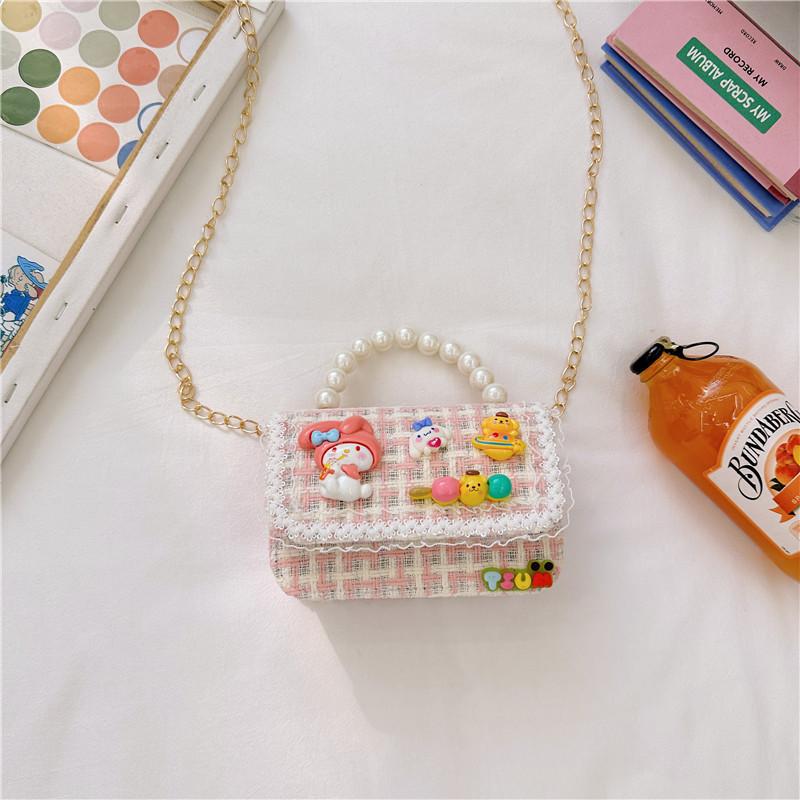 Cute Animal Design Cotton Canvas Handbag For Girls With Creative Chain Strap