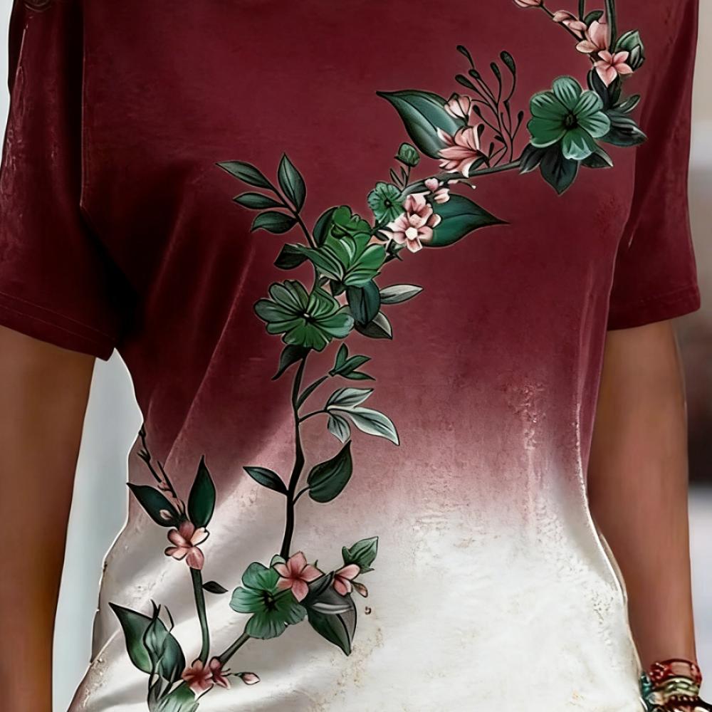 Summer Women's 3D Printed Crew Neck T-Shirt Fashion Versatile Breathable Trend Casual