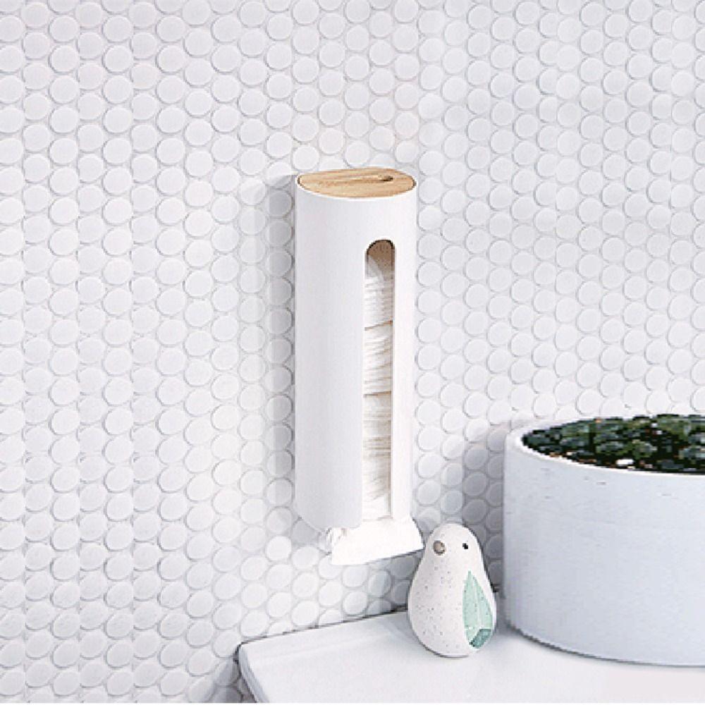 Plastic Cotton Pad Dispenser Wall Mount Garbage Bag Storage Box Cosmetic Organizer  Garbage Bag